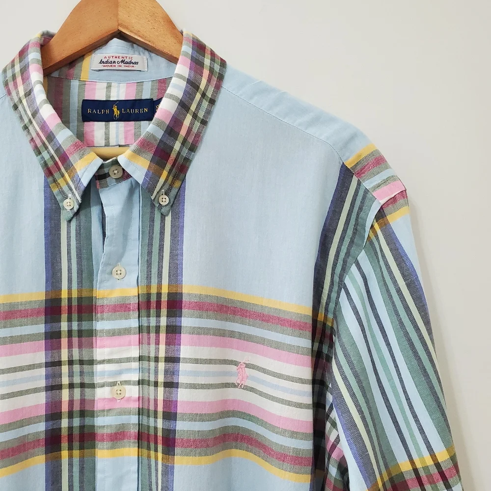 Ralph Lauren Authentic Indian Madras Long Sleeve Button Down Shirt XXL - Picture 1 of 8